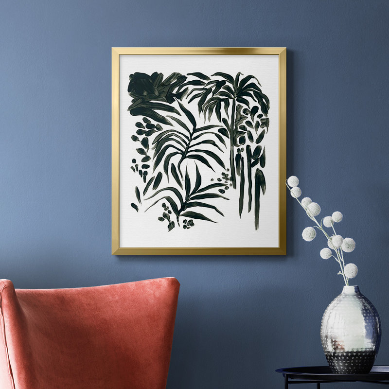 Encre Jungle I, toile encadrée de qualité supérieure - prête à être accrochée, Or, H 20 po x l 16 po