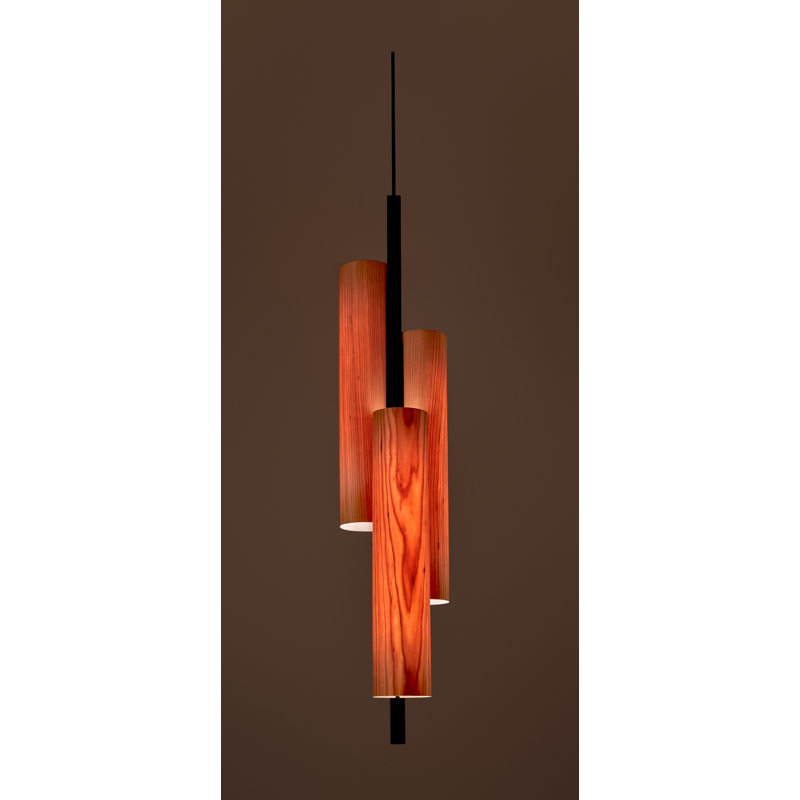Black Note 1 - Light LED Pendant, Matte Black, Natural Cherry