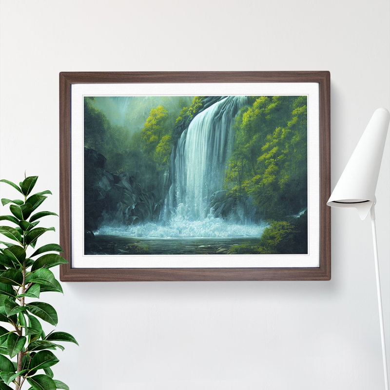 Soulful Waterfall - Framed Print, 34cm H x 46cm W x 2cm D, Walnut