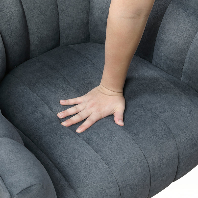 Fauteuil demi-tonneau en velours, Gris foncé