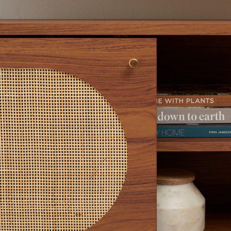 Claude 1 Door 2 Shelf TV Stand, Walnut