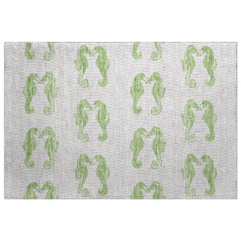 Tapis d'hippocampe de première qualité ADS194, Vert, 1 pi 8 po x 2 pi 6 po