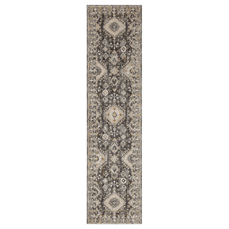 Tapis anthracite en polyester Windermere Karastan, Tapis de couloir 2 pi 6 po x 10 pi