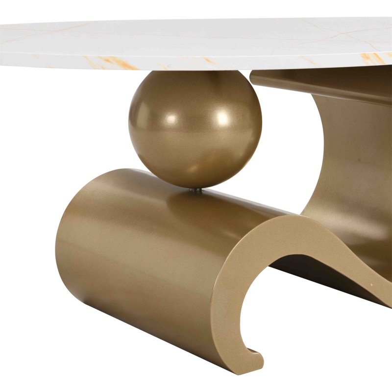 Modern Nesting Coffee Table Set Of 2 End Table For Living Room, Oval And Round Table Set