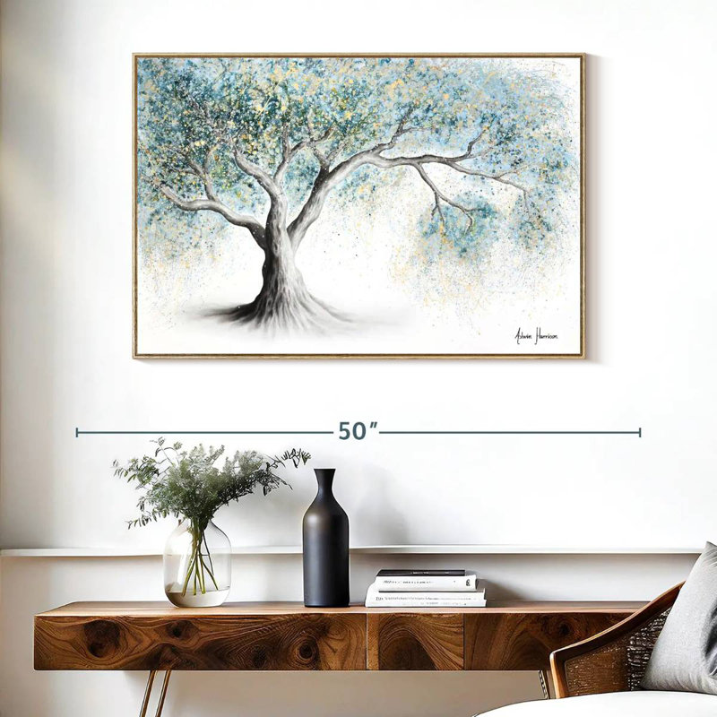 Arbre givré doux, Cadre flottant en bois naturel, 40 po x 27 po