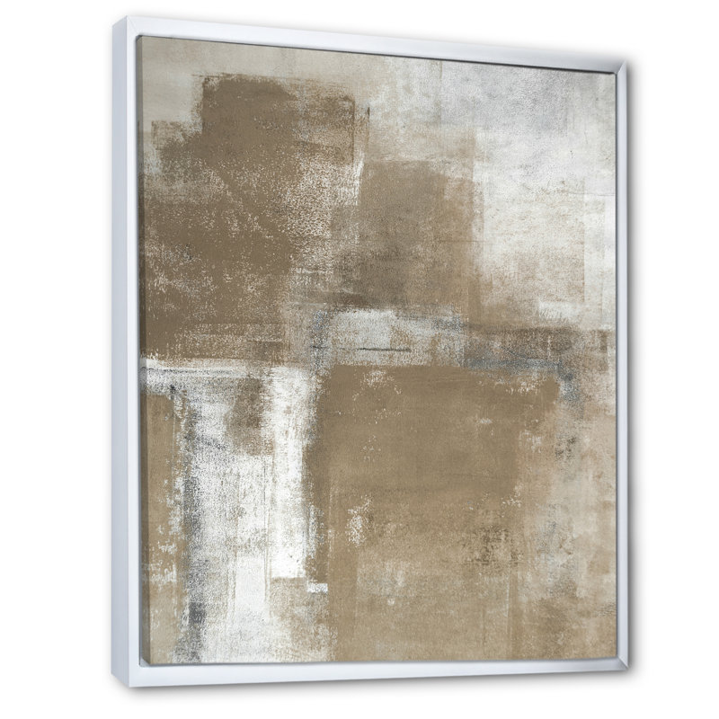 «Brown Meets Gre Y», art mural moderne et contemporain sur toile, H 12 po x l 8 po x P 1 po, Cadre flottant blanc