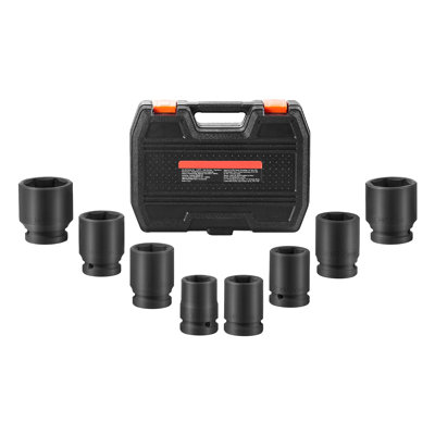 Professional 3/4" Drive Axle Nut Impact Socket Set - 8-Piece Heavy Duty Metric Spindle Sockets with Storage Case