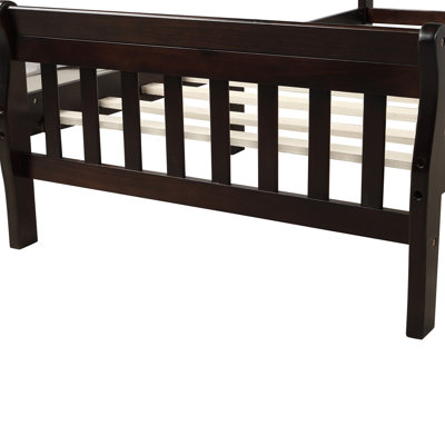 Twin Bed With Hollow Headboard And , Solid Wood Foundation, No Box Spring Needed Frame Slats, Natural Look, Stable