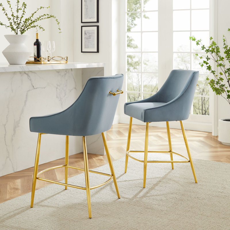 Modway Discern Bar Stools - Set of 2, Blue, Counter Stool (25.5" Seat Height)