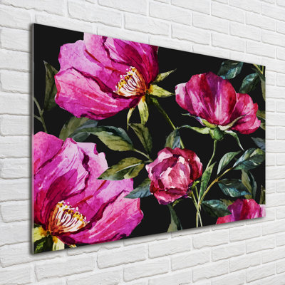 Pink peonies 1 Piece Wall Art on Glass