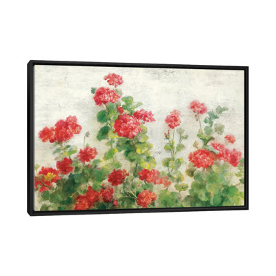 " Red Geraniums On White " by Danhui Nai