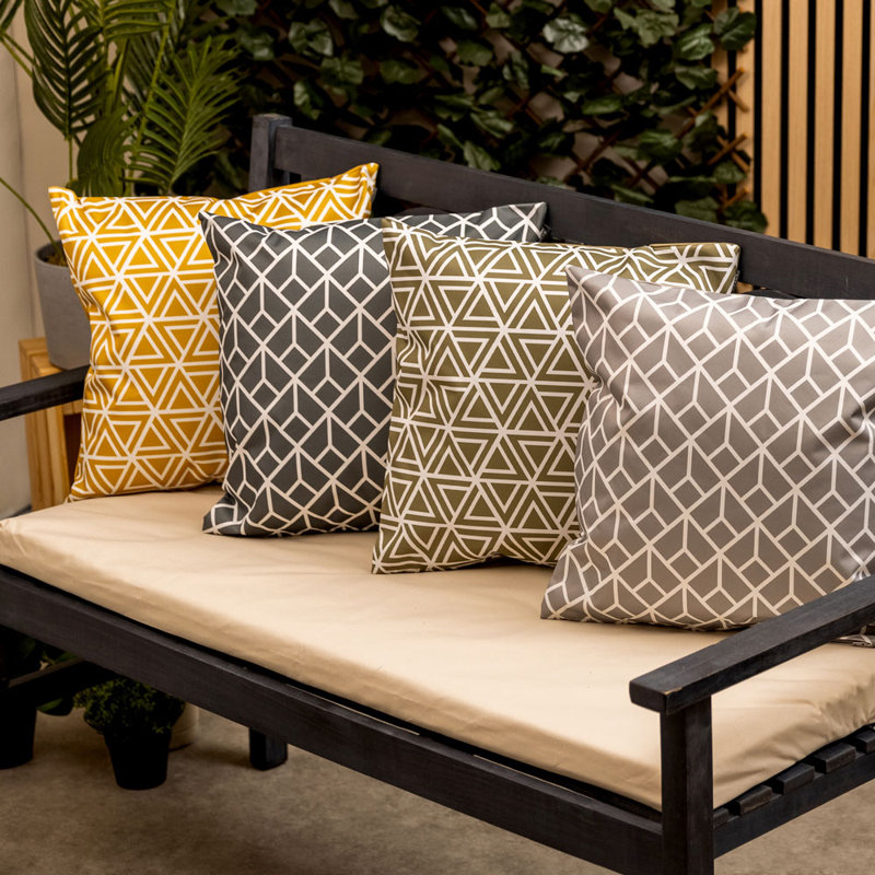 Geometric Print Indoor-Outdoor Cushion, Yellow