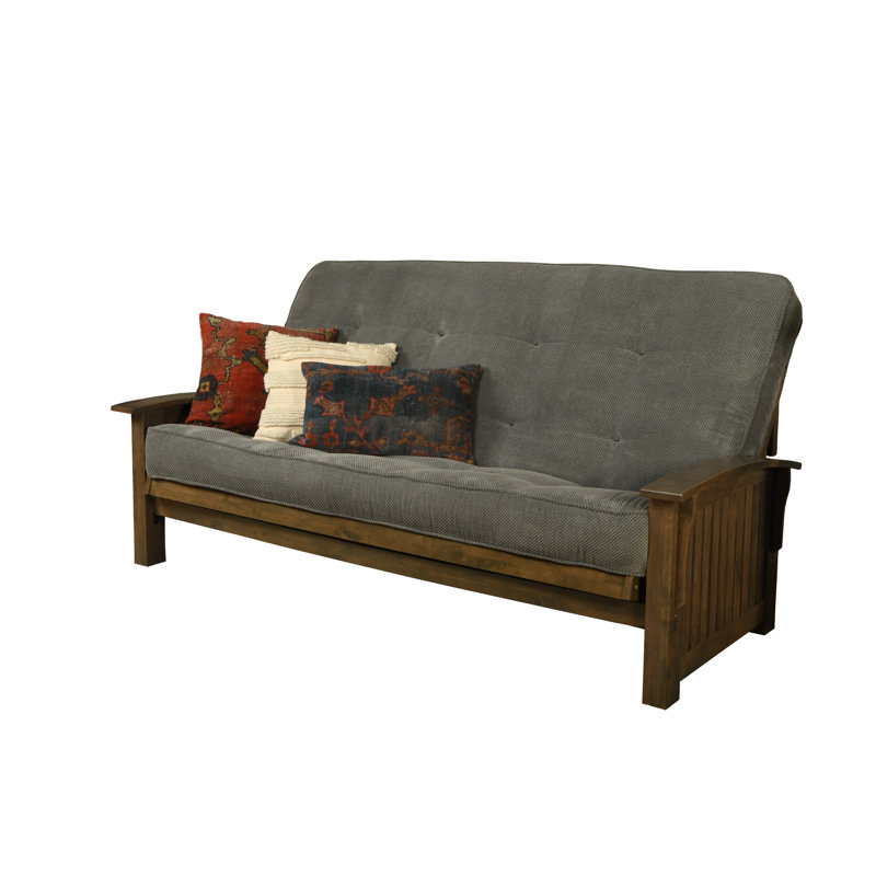 Stratford Queen 87'' Upholstered Futon And Mattress, Marmont Thunder Polyester