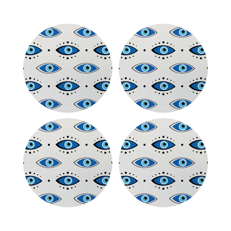 Eyes Vegan Leather Round Pebble Placemat