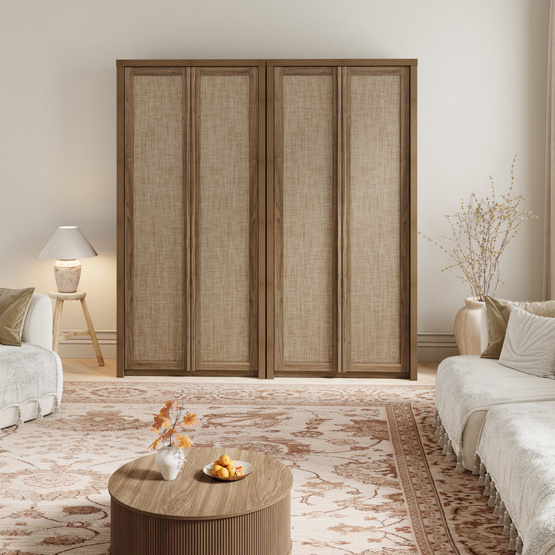 Retro Minimalism 66.9'' Tall Storage Cabinet (Set of 2）, Brown