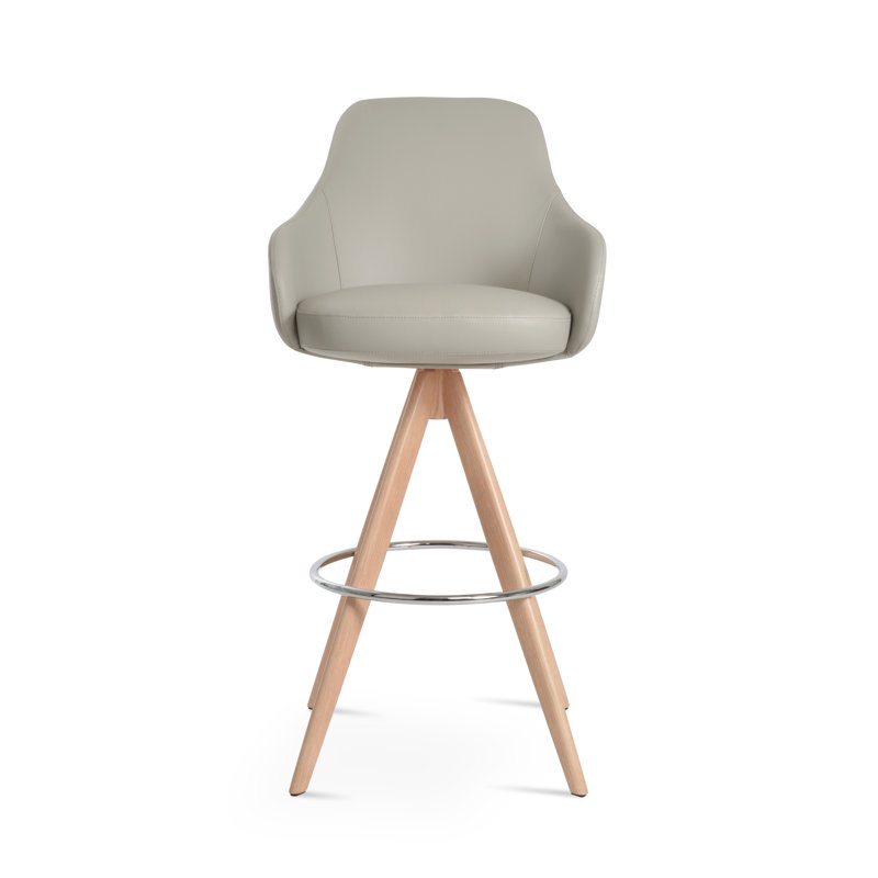 Tabouret Gazel, Brun, Gris clair, Tabouret de comptoir (siège d'une hauteur de 25,5