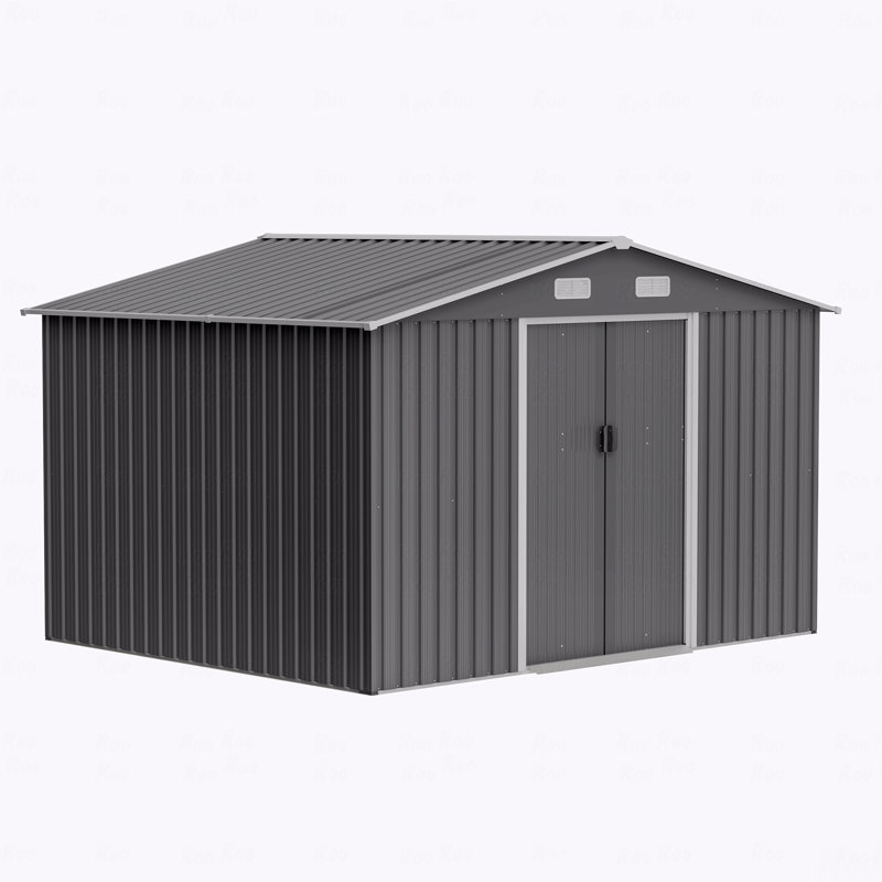10X8 FT Outdoor Storage Shed, Lockable Doors, Tool Shed, 76.1" H x 119.56" W x 94.88" D