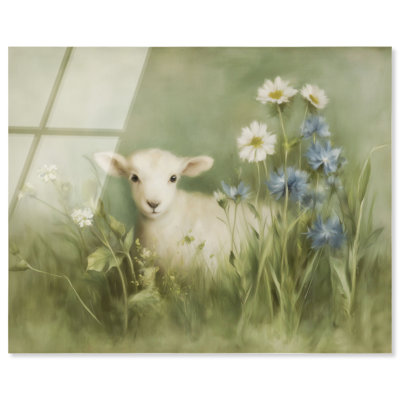 «Cornflower Lamb I», reproduction d'art acrylique sur toile par Art Remedy, prête à être accrochée, 24 x 20
