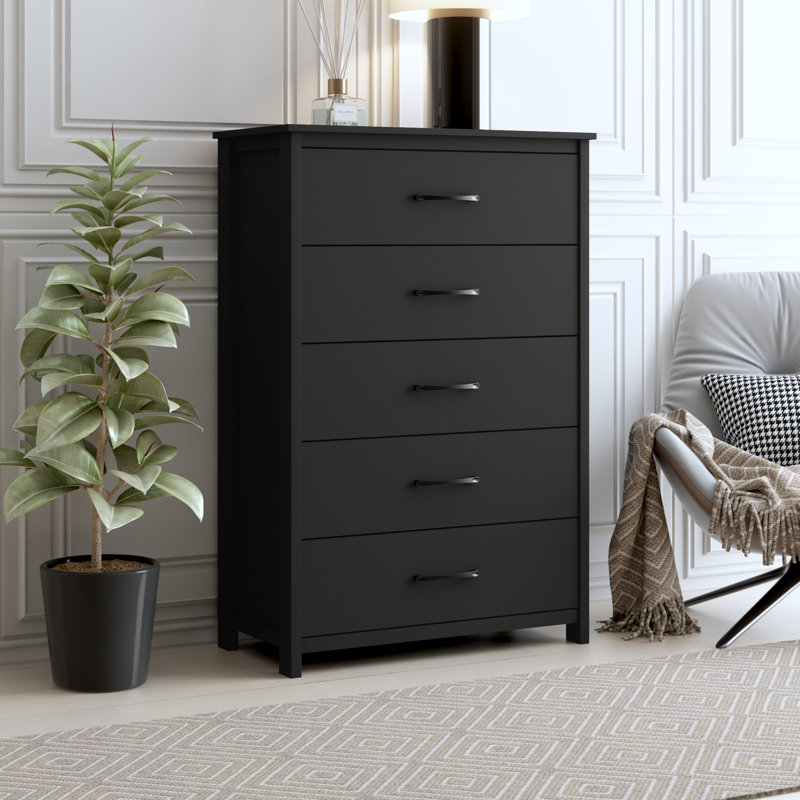 Allysyn 5 Drawer Dresser, Black