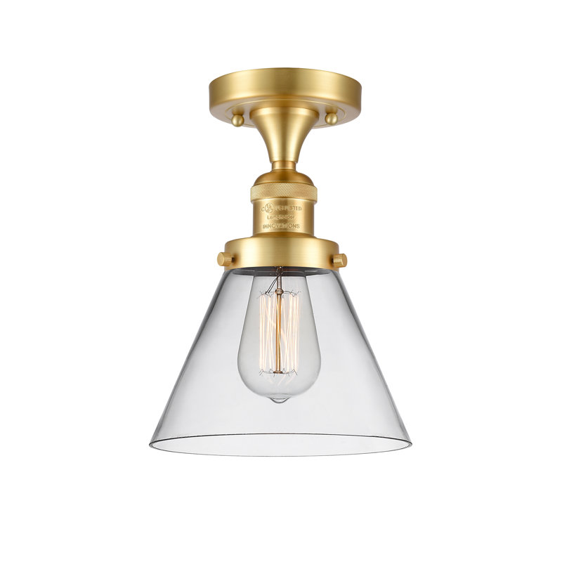 Plafonnier semi-encastré 1 lumière Cone, Clair, Or satiné