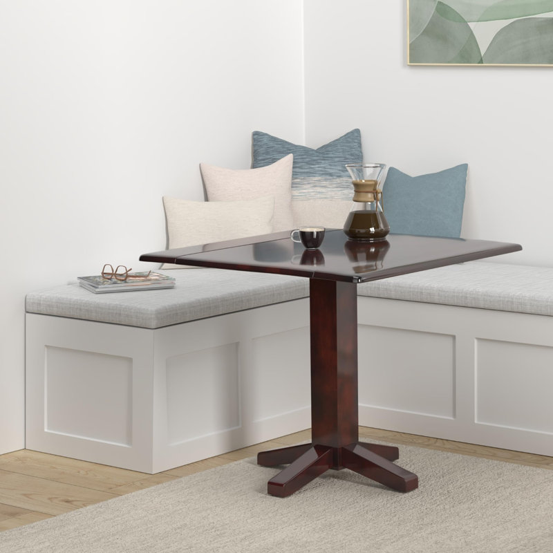 Solid Wood 36" Square Dual Drop Leaf Dining Table, Rich Mocha
