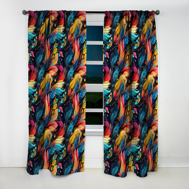 Artistique Boho Blend Motif Boho I - Rideau floral - Rideau occultant floral - 1 panneaux, L 52 po x L 120 po