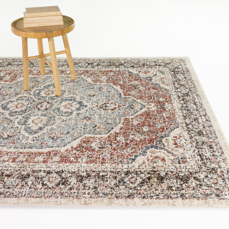 Parish Rust/Blue Traditional Oriental Area Rug, 5'3" x 7'