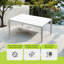 Table de salle à manger rectangulaire d'extérieur en aluminium à deux tons 40 po x 70 po avec pieds fuselés et trou pour parasol-349409348