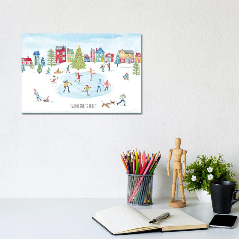Vintage Holiday Cheer Landscape by Cynthia Coulter - Wrapped Canvas Painting