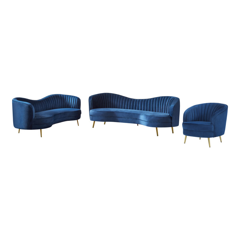 Ensemble de salon dos de chameau bleu