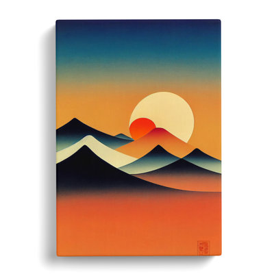 Japanese Sunset Suprematism - Wrapped Canvas Print