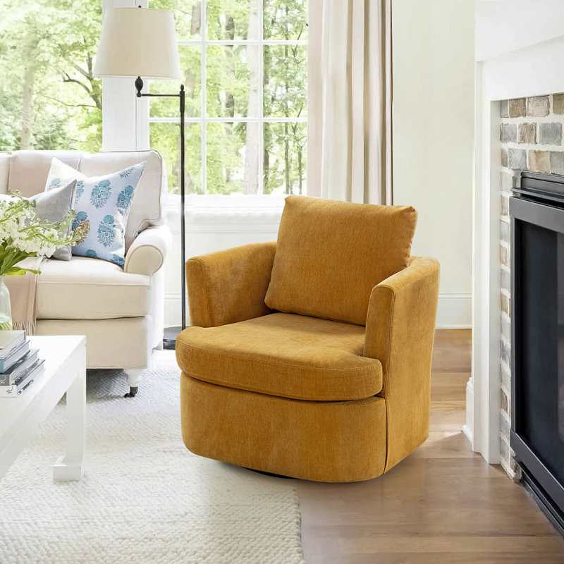 Jocqueline 32.3'' Wide Swivel Barrel Chair, Ginger