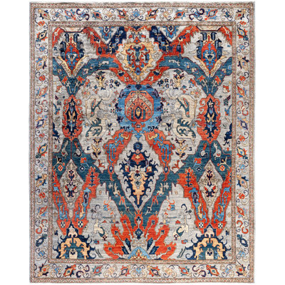 Raffin One-of-a-Kind Hand-Knotted Area Rug - Gray, 7' 11" x 9' 9"