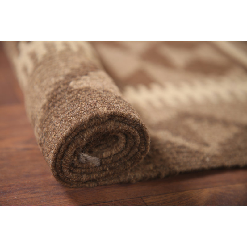Brown Kilim Reversible Wool Rug 3x4