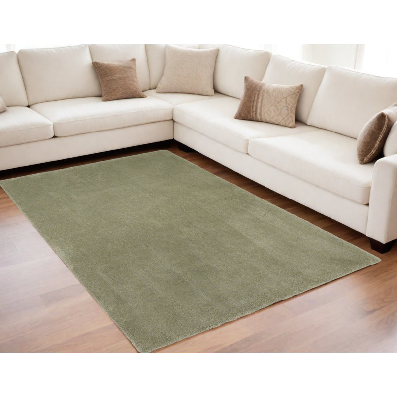 Tapis à poil long d'intérieur vert sauge, Rectangle 5 pi x 7 pi