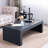 47.6" Modern Black Ribbed Coffee Table – Rectangular Low Profile Center Table for Living Room