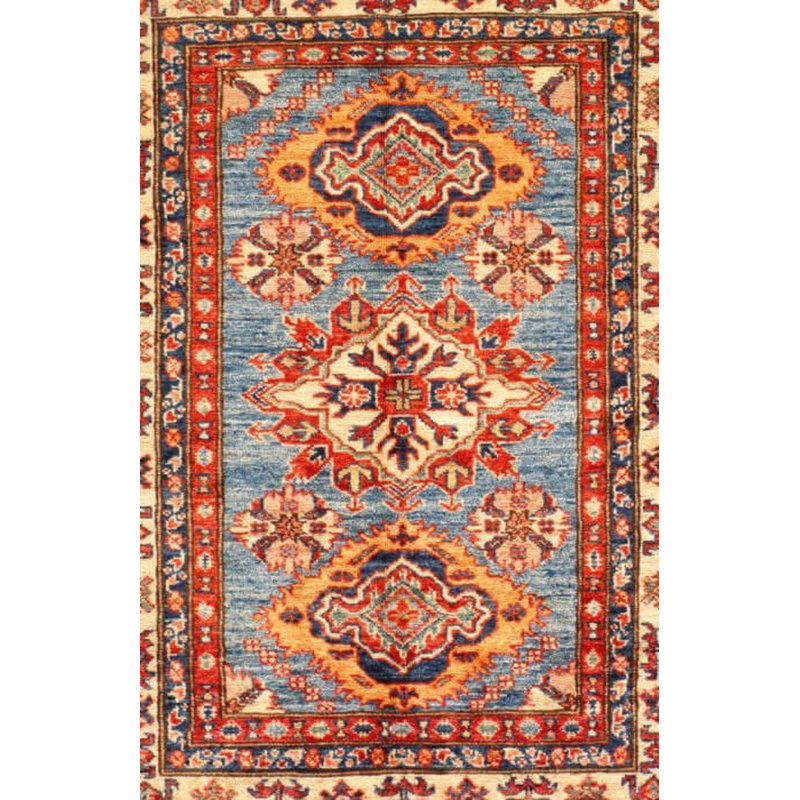 Isabelline Handmade Blue Pak Super Kazak Rug - 3' X 4'