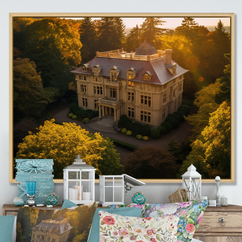 Oregon Pittock Mansion Sunrise I - Oregon, impressions sur toile, H 16 po x l 32 po x P 1 po, Cadre naturel flottant