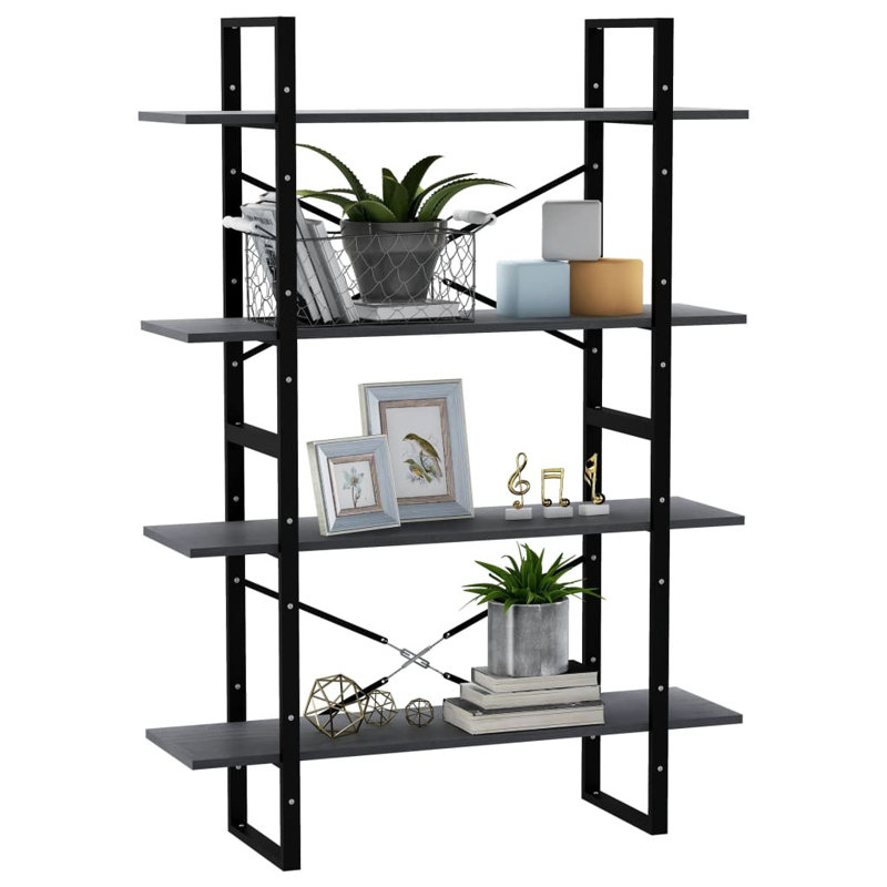 Bibliothèque vidaXL Bibliothèque en bois de pin massif et métal, Gris, H 55,1 po x l 39,4 po x P 11,8 po