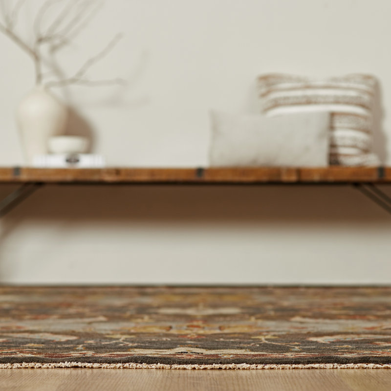Oriental Hand-Knotted Wool Blue/Gray/Brown Area Rug, Rectangle 9' x 12'