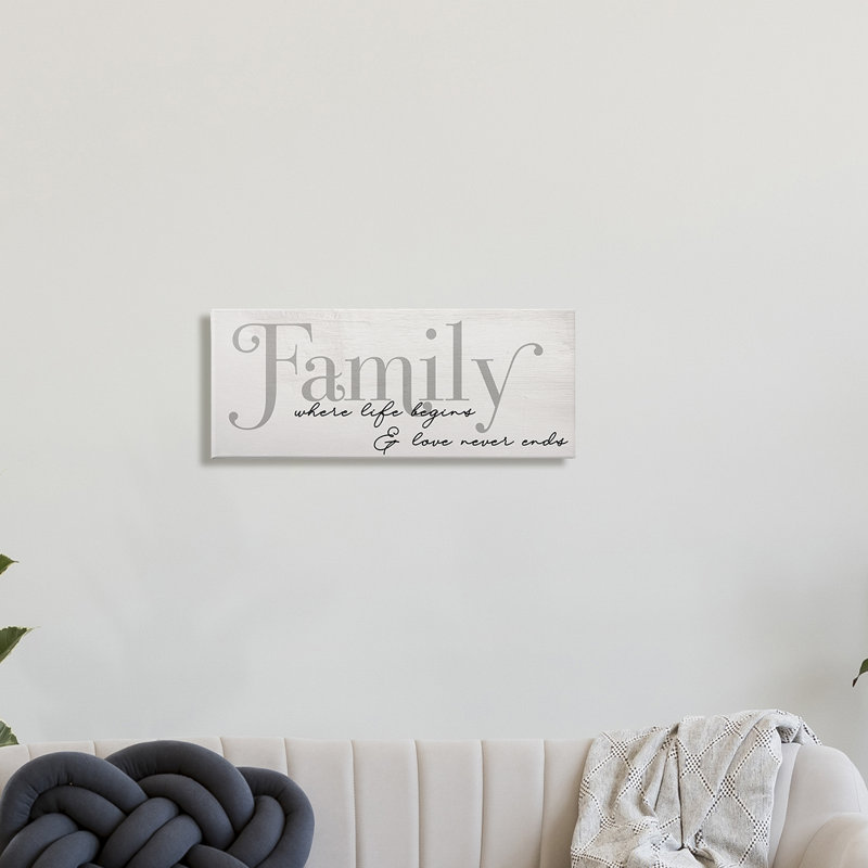 «Family Life Begins & Love Never Ends», Estampe numérique Farmhouse, H 10 po x l 24 po