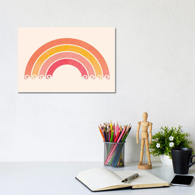 Retro Rainbow Waves - Wrapped Canvas Print