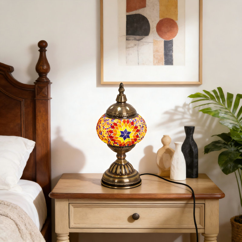 Lampe de table à 1 lumière en mosaïque de style tournesol 5 "Tiffany (ampoule incluse)
