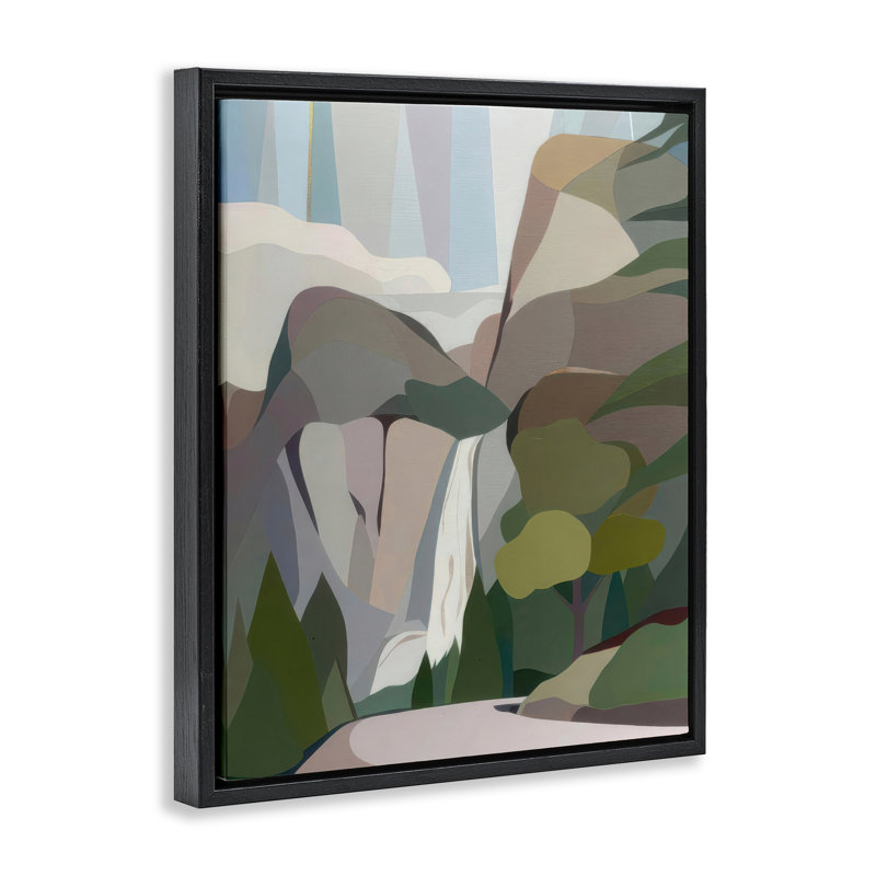 Cadre flottant abstrait chutes de voile, conception par Melba Browne, Cadre flottant noir de jais, H 21 po x l 17 po