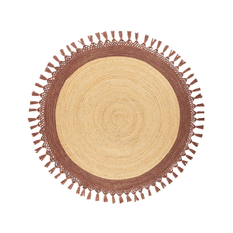 Round Jute Area Rug Beige and Brown Patoka, Round 140cm