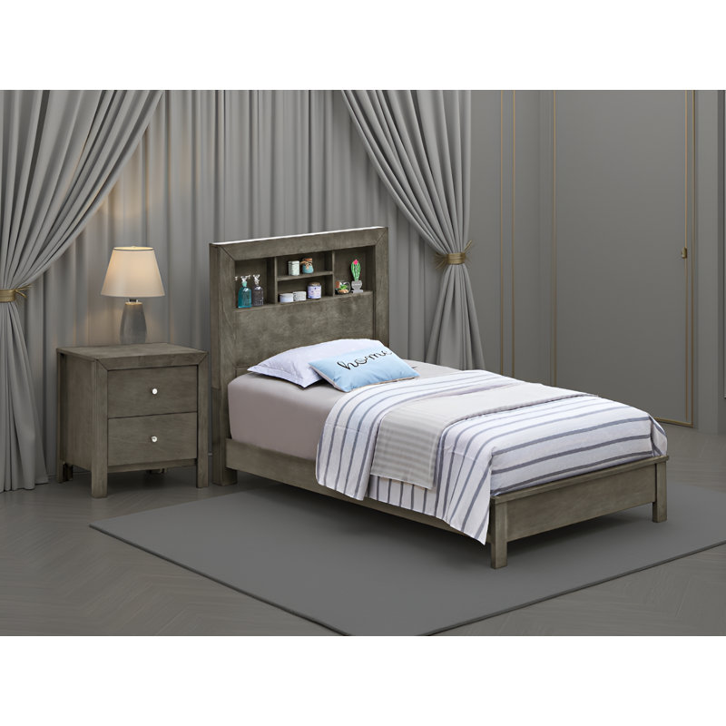 Ensemble de chambre à coucher avec lit simple Hasselt, Grey, Twin