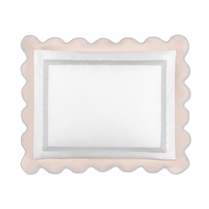 Portofino 100% Cotton Sham, Standard, White/Light Pink/Pebble