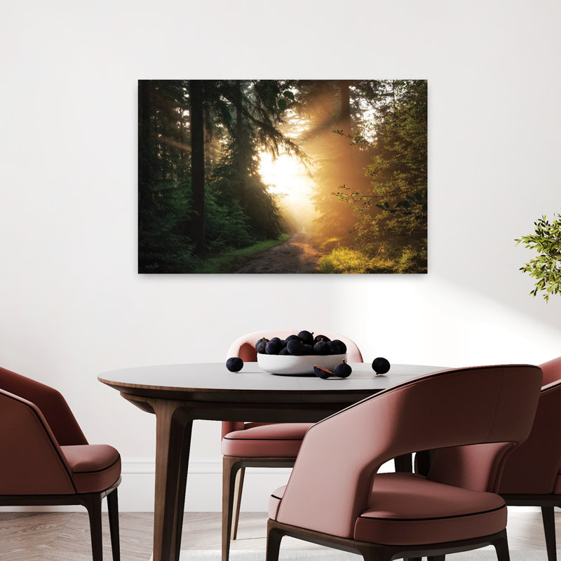 Lumière, explosion, art contemporain de paysage forestier abstrait, H 24 po x l 36 po