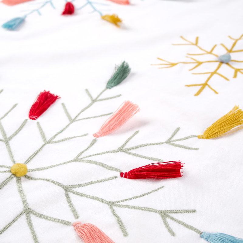54" Multicolor Velvet Snowflake Embroidered Boho Tree Skirt