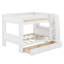 Lit superposé multifonctionnel avec bureau, tablettes de rangement et tiroirs-1302740809